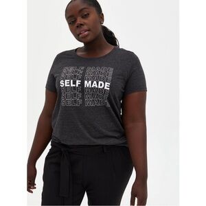 Torrid Charcoal Grey Triblend “SELF MADE” Short Sleeve Top T-Shirt Size 4X Slim